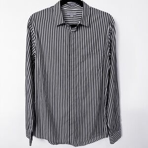 COS Women’s Striped Button-Up Shirt – Navy & White – Size 15 ¾ (M/L)